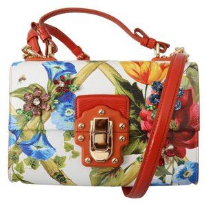 Red Floral Crystal Leather Shoulder LUCIA Purse